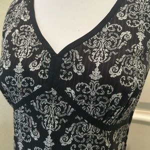 NWOT Loft black and white pattern cotton dress